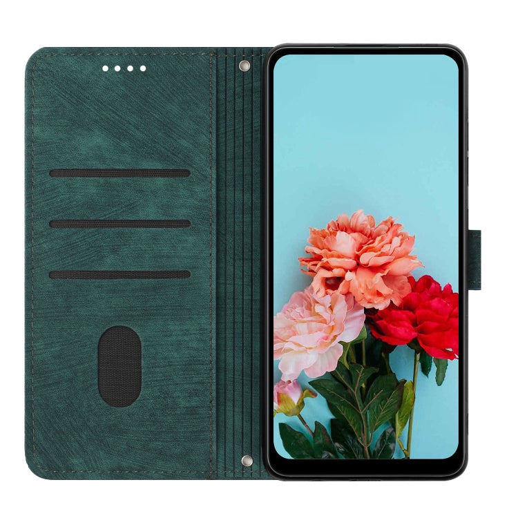 For Motorola Moto G Play 2024 Skin Feel Stripe Pattern Leather Phone Case with Lanyard(Green) - Motorola Cases by PMC Jewellery | Online Shopping South Africa | PMC Jewellery | Buy Now Pay Later Mobicred