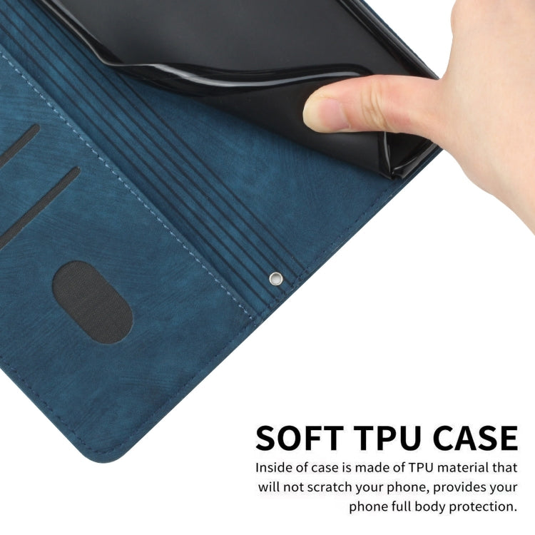 For Motorola Moto G Play 2024 Skin Feel Stripe Pattern Leather Phone Case with Lanyard(Blue) - free shipping - PMC Jewellery - Order now!