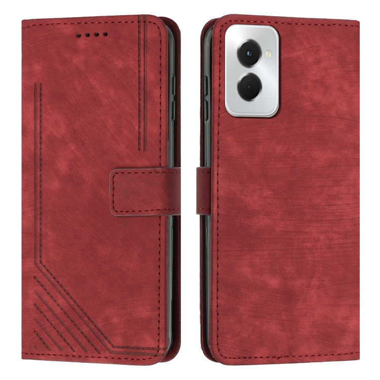 For Motorola Moto G Power 5G 2024 Skin Feel Stripe Pattern Leather Phone Case with Lanyard(Red) - Motorola Cases by PMC Jewellery | Online Shopping South Africa | PMC Jewellery | Buy Now Pay Later Mobicred