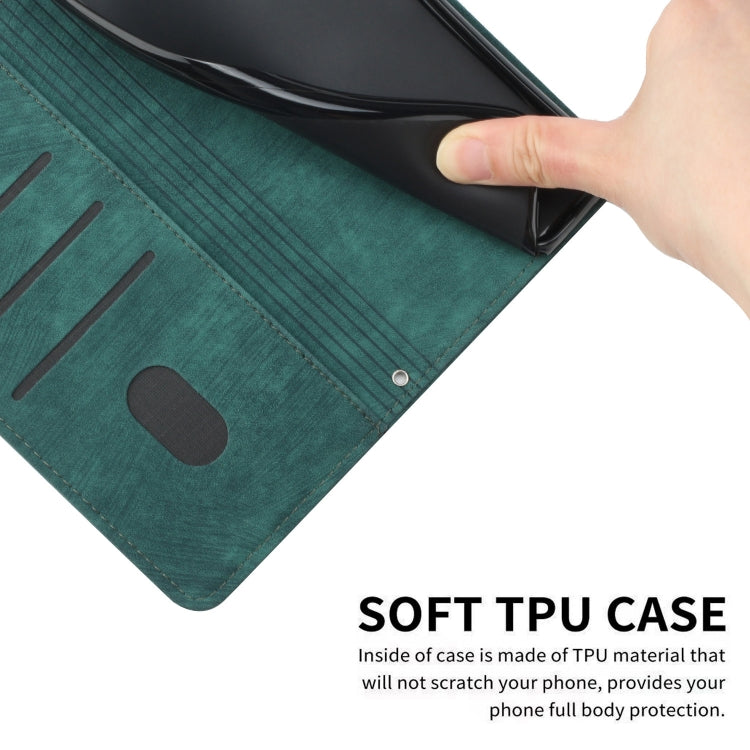 For Motorola Moto G Power 5G 2024 Skin Feel Stripe Pattern Leather Phone Case with Lanyard(Green) - Motorola Cases by PMC Jewellery | Online Shopping South Africa | PMC Jewellery | Buy Now Pay Later Mobicred