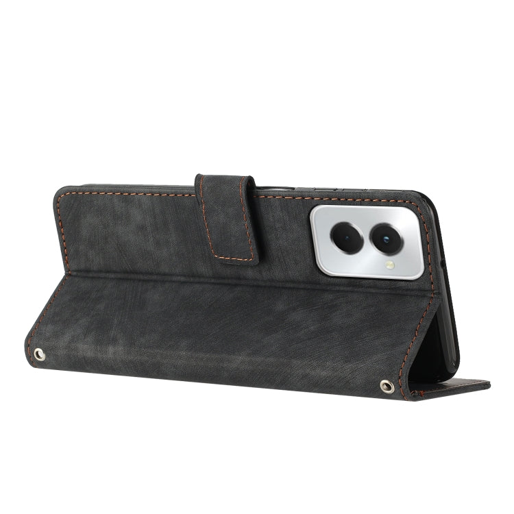 For Motorola Moto G Power 5G 2024 Skin Feel Stripe Pattern Leather Phone Case with Lanyard(Black) - Motorola Cases by PMC Jewellery | Online Shopping South Africa | PMC Jewellery | Buy Now Pay Later Mobicred
