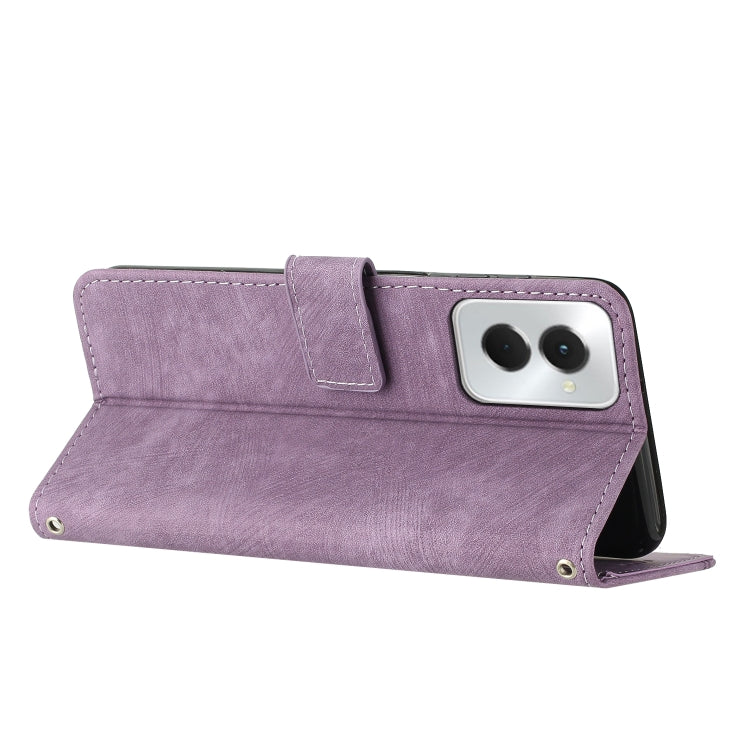 For Motorola Moto G Power 5G 2024 Skin Feel Stripe Pattern Leather Phone Case with Lanyard(Purple) - Motorola Cases by PMC Jewellery | Online Shopping South Africa | PMC Jewellery | Buy Now Pay Later Mobicred