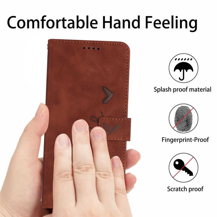 For OPPO A58 4G Skin Feel Heart Pattern Leather Phone Case with Lanyard(Brown) - OPPO Cases by PMC TechLife | Online Shopping South Africa | PMC TechLife | Buy Now Pay Later Mobicred