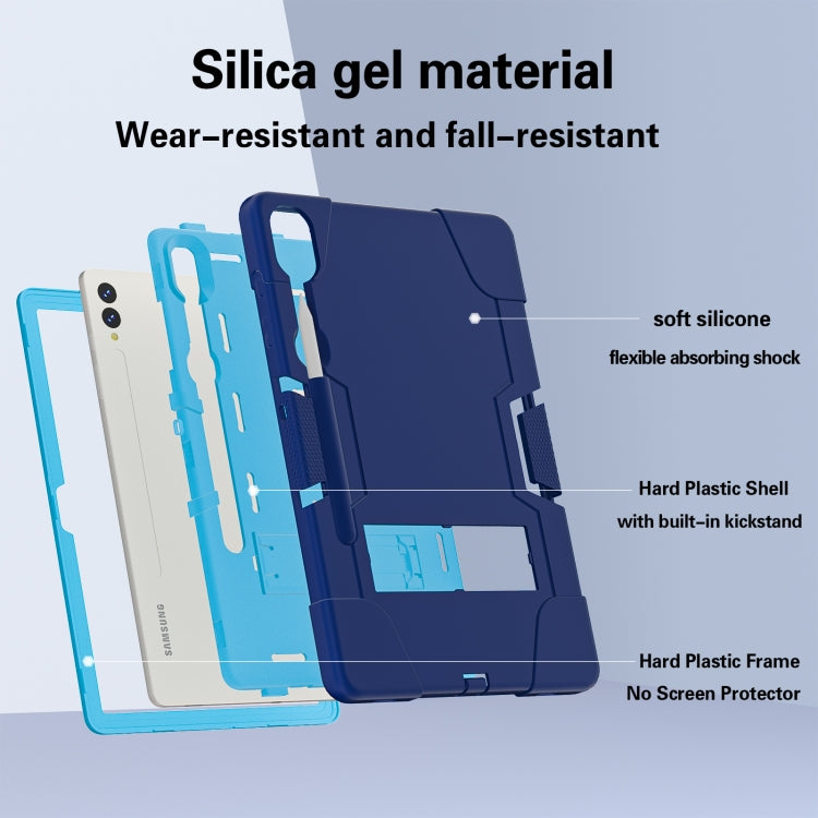 For Samsung Galaxy Tab S9+ Contrast Color Silicone PC Tablet Case with Holder(Navy Blue + Blue) - free shipping - PMC Jewellery - Order now!