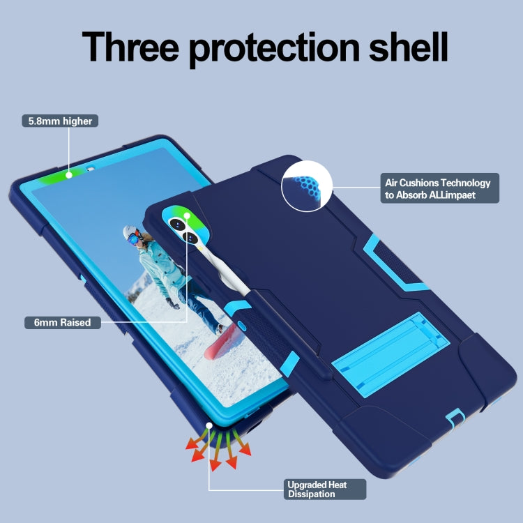 For Samsung Galaxy Tab S9+ Contrast Color Silicone PC Tablet Case with Holder(Navy Blue + Blue) - free shipping - PMC Jewellery - Order now!