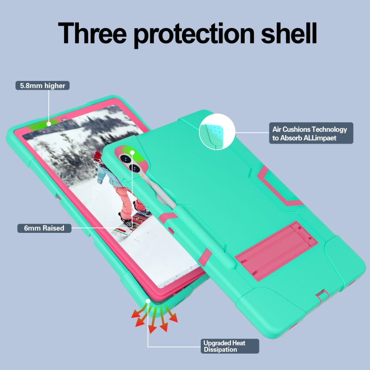 For Samsung Galaxy Tab S9+ Contrast Color Silicone PC Tablet Case with Holder(Mint Green + Rose Red) - free shipping - PMC Jewellery - Order now!