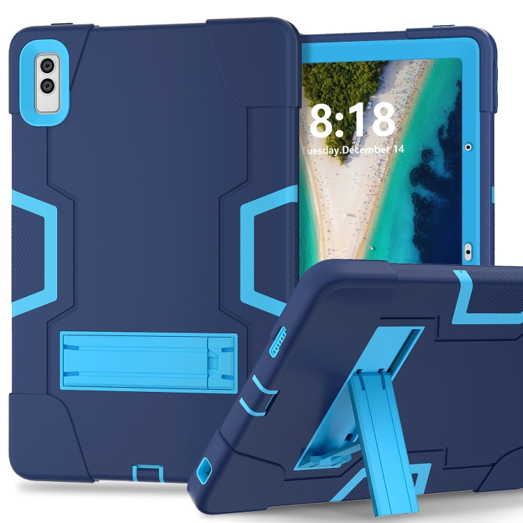For Lenovo Tab M10 5G 10.6 inch Contrast Color Silicone PC Tablete Case with Holder(Navy Blue + Blue) - Lenovo by PMC TechLife | Online Shopping South Africa | PMC TechLife | Buy Now Pay Later Mobicred