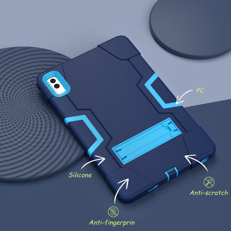 For Lenovo Tab M10 5G 10.6 inch Contrast Color Silicone PC Tablete Case with Holder(Navy Blue + Blue) - Lenovo by PMC TechLife | Online Shopping South Africa | PMC TechLife | Buy Now Pay Later Mobicred