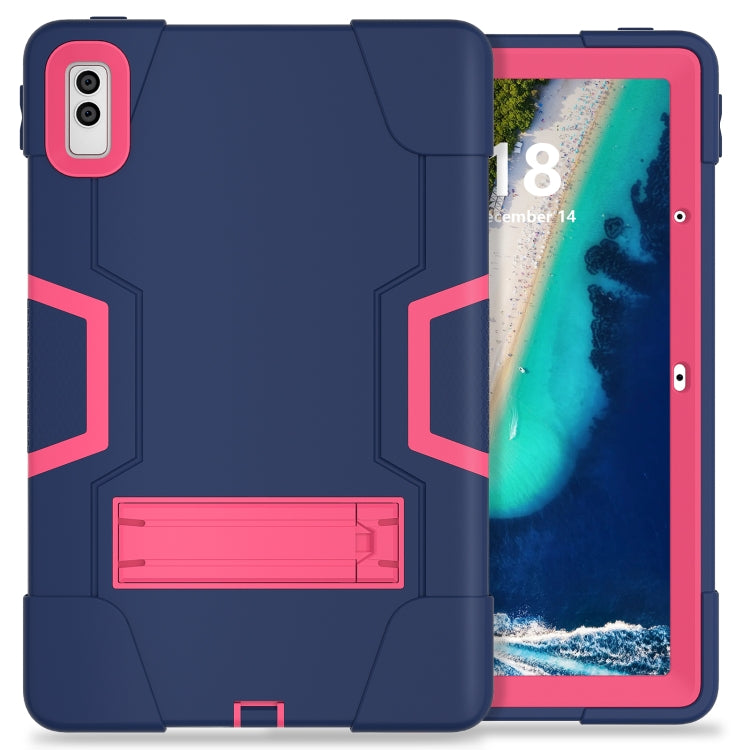 For Lenovo Tab M10 5G 10.6 inch Contrast Color Silicone PC Tablete Case with Holder(Navy Blue + Rose Red) - Lenovo by PMC TechLife | Online Shopping South Africa | PMC TechLife | Buy Now Pay Later Mobicred