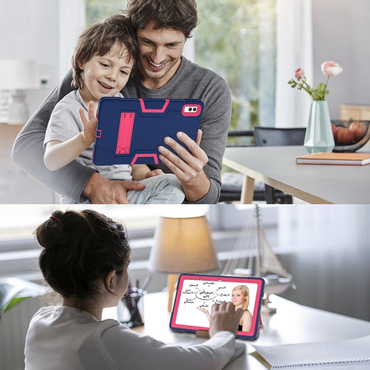 For Lenovo Tab M10 5G 10.6 inch Contrast Color Silicone PC Tablete Case with Holder(Navy Blue + Rose Red) - Lenovo by PMC TechLife | Online Shopping South Africa | PMC TechLife | Buy Now Pay Later Mobicred