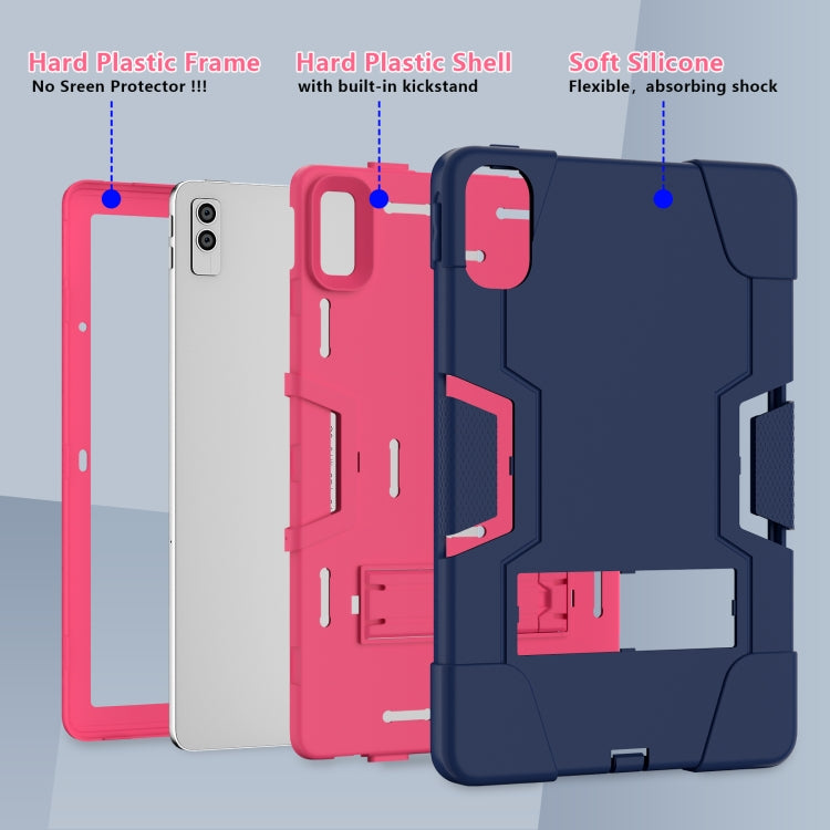 For Lenovo Tab M10 5G 10.6 inch Contrast Color Silicone PC Tablete Case with Holder(Navy Blue + Rose Red) - Lenovo by PMC TechLife | Online Shopping South Africa | PMC TechLife | Buy Now Pay Later Mobicred