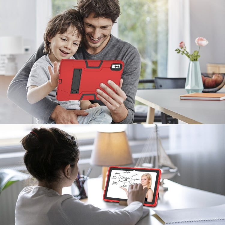 For Lenovo Tab M10 5G 10.6 inch Contrast Color Silicone PC Tablete Case with Holder(Red Black) - Lenovo by PMC TechLife | Online Shopping South Africa | PMC TechLife | Buy Now Pay Later Mobicred