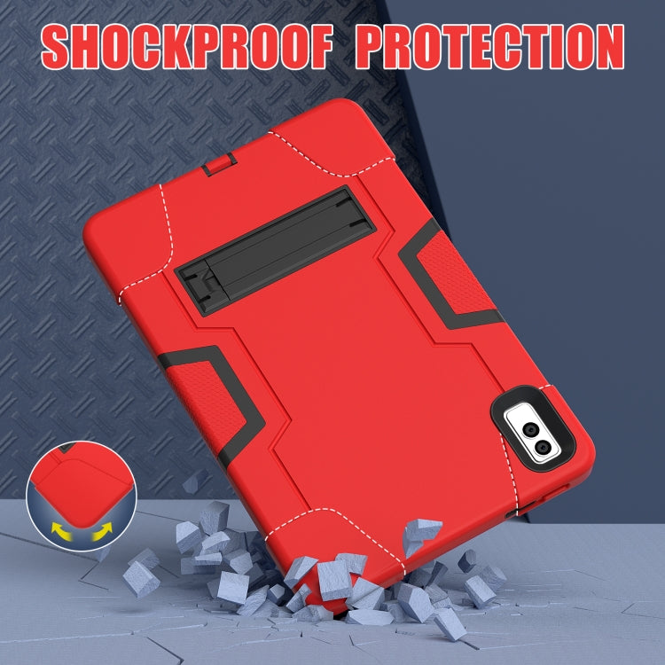 For Lenovo Tab M10 5G 10.6 inch Contrast Color Silicone PC Tablete Case with Holder(Red Black) - Lenovo by PMC TechLife | Online Shopping South Africa | PMC TechLife | Buy Now Pay Later Mobicred