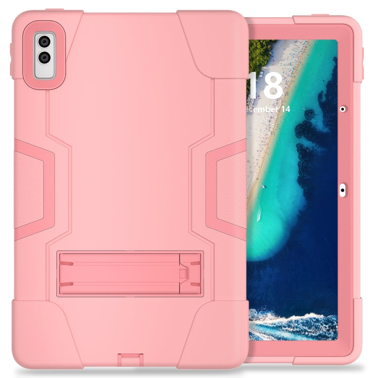 For Lenovo Tab M10 5G 10.6 inch Contrast Color Silicone PC Tablete Case with Holder(Rose Gold) - Lenovo by PMC TechLife | Online Shopping South Africa | PMC TechLife | Buy Now Pay Later Mobicred