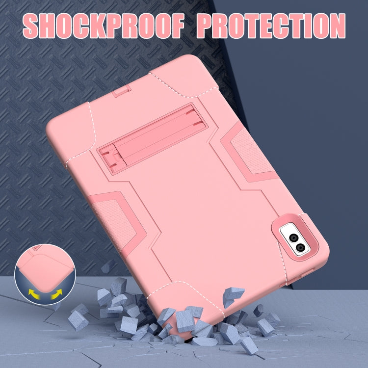 For Lenovo Tab M10 5G 10.6 inch Contrast Color Silicone PC Tablete Case with Holder(Rose Gold) - Lenovo by PMC TechLife | Online Shopping South Africa | PMC TechLife | Buy Now Pay Later Mobicred