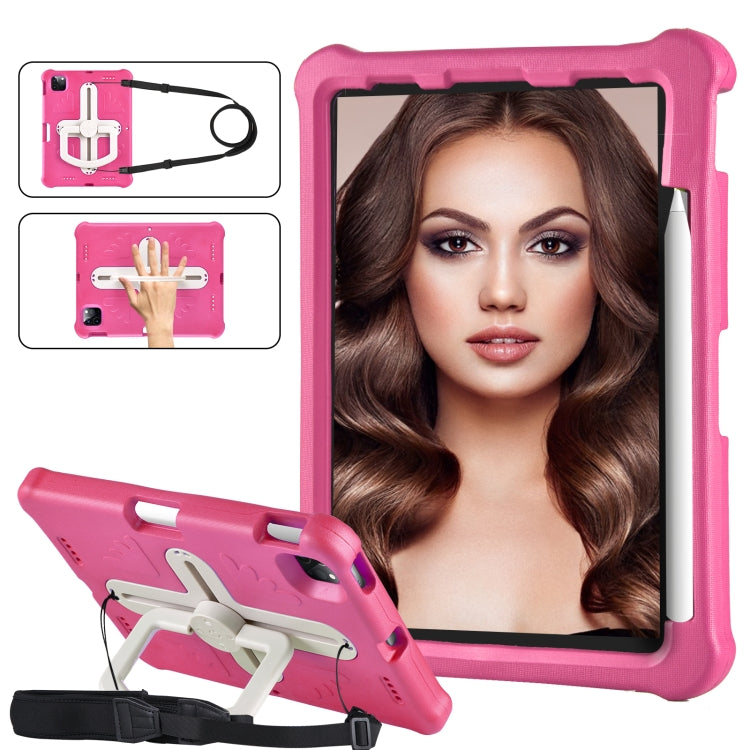 For iPad Pro 11 2024 Shield 360 Rotation Handle EVA Shockproof PC Tablet Case(Rose Red Beige) - iPad Pro 11 2024 Cases by PMC TechLife | Online Shopping South Africa | PMC TechLife | Buy Now Pay Later Mobicred
