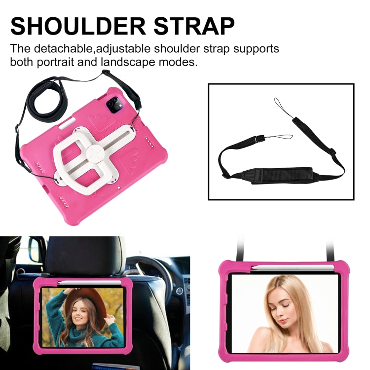 For iPad Air 11 2024 Shield 360 Rotation Handle EVA Shockproof PC Tablet Case(Rose Red Beige) - iPad Air 11 2024 Cases by PMC TechLife | Online Shopping South Africa | PMC TechLife | Buy Now Pay Later Mobicred