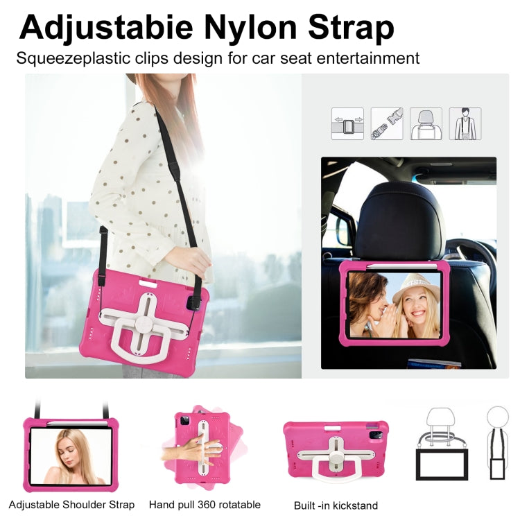 For iPad Air 11 2024 Shield 360 Rotation Handle EVA Shockproof PC Tablet Case(Rose Red Beige) - iPad Air 11 2024 Cases by PMC TechLife | Online Shopping South Africa | PMC TechLife | Buy Now Pay Later Mobicred