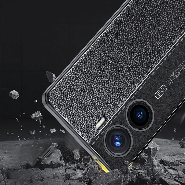 For vivo V29e Litchi Texture Shockproof TPU Phone Case(Black) - vivo Cases by PMC TechLife | Online Shopping South Africa | PMC TechLife | Buy Now Pay Later Mobicred