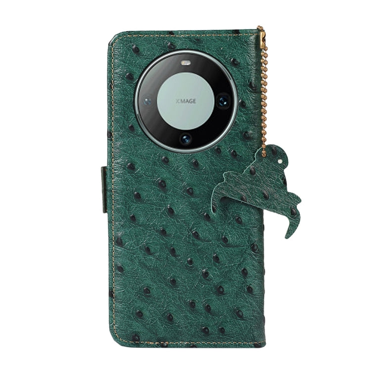 For Huawei Mate 60 Pro Ostrich Pattern Genuine Leather RFID Phone Case(Green) - free shipping - PMC TechLife - Order now!