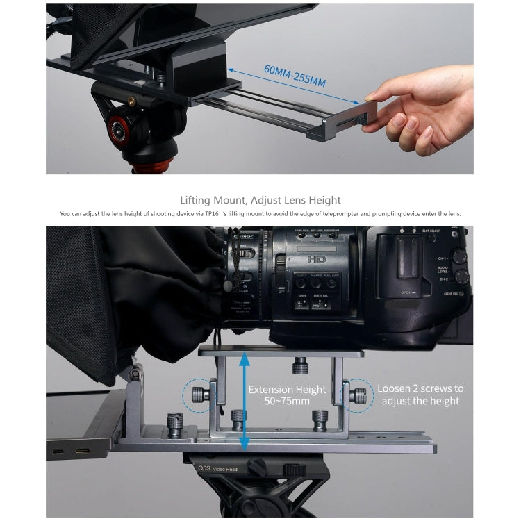 FEELWORLD TP16 16 inch Tablet Horizontal Vertical Prompting Folding Teleprompter, Bluetooth Remote Control(Black) - free shipping - PMC TechLife - Order now!