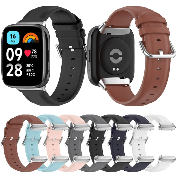 For Redmi Watch 3 Lite / Watch 3 Active Leather Replacement Watch Band(Brown) - Watch Bands by PMc TechLife | Online Shopping South Africa | PMc TechLife | Buy Now Pay Later Mobicred