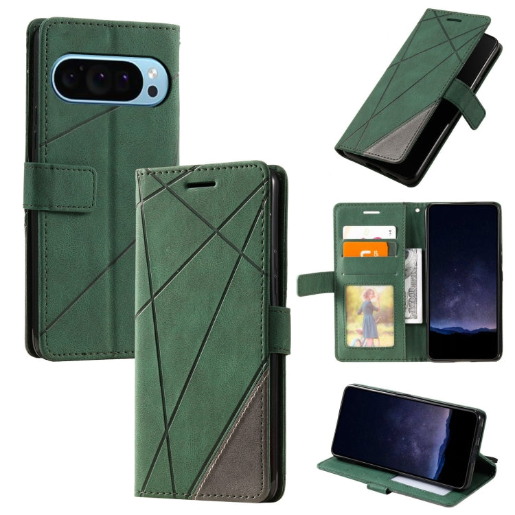 For Google Pixel 9 Pro Skin Feel Splicing Leather Phone Case(Green) - free shipping - PMC TechLife - Order now!