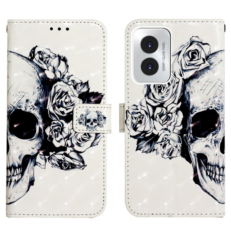 For Motorola Moto G Play 4G 2024 3D Painting Horizontal Flip Leather Phone Case(Skull) - Motorola Cases by PMC Jewellery | Online Shopping South Africa | PMC Jewellery | Buy Now Pay Later Mobicred