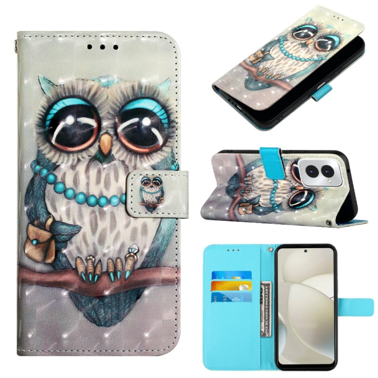For Motorola Moto G Power 5G 2024 3D Painting Horizontal Flip Leather Phone Case(Grey Owl) - Motorola Cases by PMC Jewellery | Online Shopping South Africa | PMC Jewellery | Buy Now Pay Later Mobicred