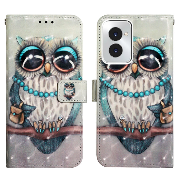 For Motorola Moto G Power 5G 2024 3D Painting Horizontal Flip Leather Phone Case(Grey Owl) - Motorola Cases by PMC Jewellery | Online Shopping South Africa | PMC Jewellery | Buy Now Pay Later Mobicred