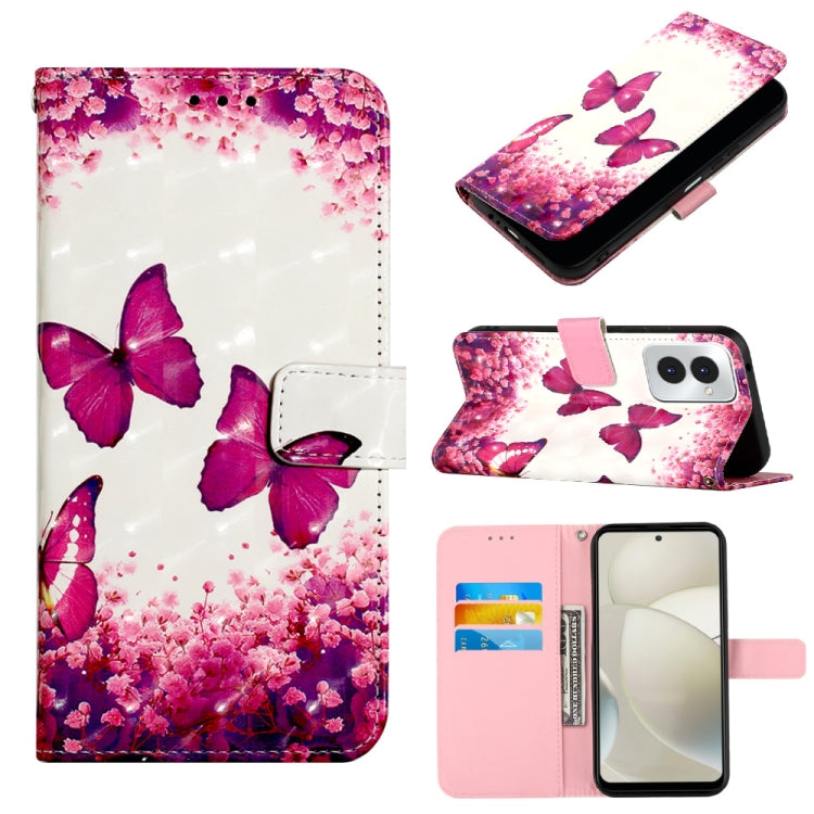 For Motorola Moto G Power 5G 2024 3D Painting Horizontal Flip Leather Phone Case(Rose Butterfly) - Motorola Cases by PMC Jewellery | Online Shopping South Africa | PMC Jewellery | Buy Now Pay Later Mobicred