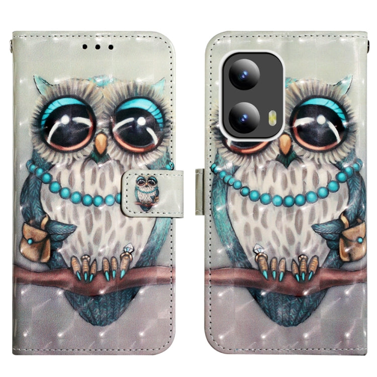 For Motorola Moto G Play 5G 2024 3D Painting Horizontal Flip Leather Phone Case(Grey Owl) - Motorola Cases by PMC Jewellery | Online Shopping South Africa | PMC Jewellery | Buy Now Pay Later Mobicred