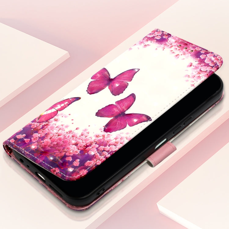 For Motorola Moto G Play 5G 2024 3D Painting Horizontal Flip Leather Phone Case(Rose Butterfly) - Motorola Cases by PMC Jewellery | Online Shopping South Africa | PMC Jewellery | Buy Now Pay Later Mobicred