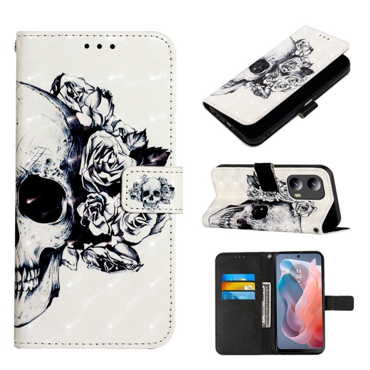 For Motorola Moto G Play 5G 2024 3D Painting Horizontal Flip Leather Phone Case(Skull) - Motorola Cases by PMC Jewellery | Online Shopping South Africa | PMC Jewellery | Buy Now Pay Later Mobicred
