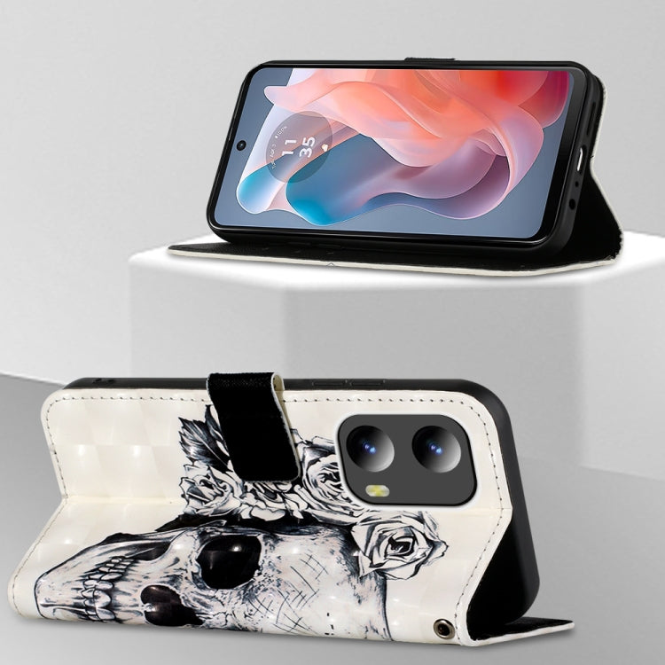 For Motorola Moto G Play 5G 2024 3D Painting Horizontal Flip Leather Phone Case(Skull) - Motorola Cases by PMC Jewellery | Online Shopping South Africa | PMC Jewellery | Buy Now Pay Later Mobicred