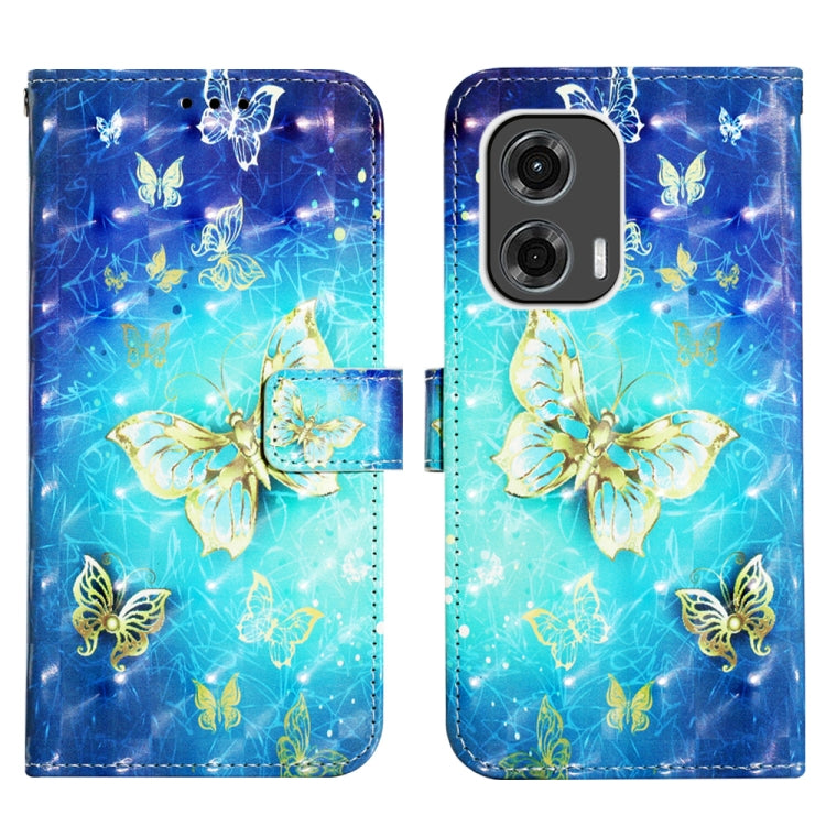 For Motorola Moto G Stylus 5G 2024 3D Painting Horizontal Flip Leather Phone Case(Golden Butterfly) - Motorola Cases by PMC Jewellery | Online Shopping South Africa | PMC Jewellery | Buy Now Pay Later Mobicred
