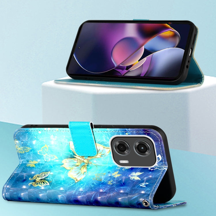 For Motorola Moto G Stylus 5G 2024 3D Painting Horizontal Flip Leather Phone Case(Golden Butterfly) - Motorola Cases by PMC Jewellery | Online Shopping South Africa | PMC Jewellery | Buy Now Pay Later Mobicred