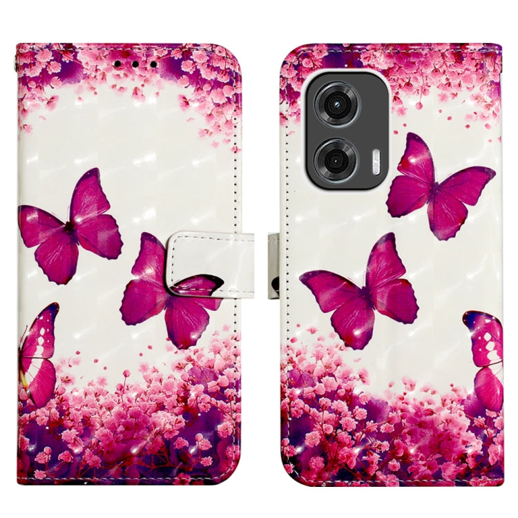 For Motorola Moto G Stylus 5G 2024 3D Painting Horizontal Flip Leather Phone Case(Rose Butterfly) - Motorola Cases by PMC Jewellery | Online Shopping South Africa | PMC Jewellery | Buy Now Pay Later Mobicred