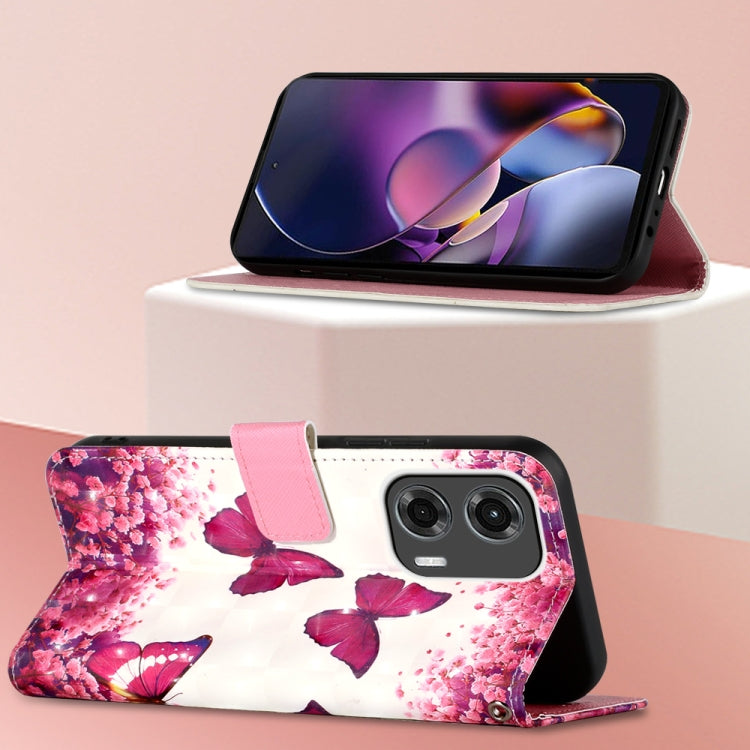 For Motorola Moto G Stylus 5G 2024 3D Painting Horizontal Flip Leather Phone Case(Rose Butterfly) - Motorola Cases by PMC Jewellery | Online Shopping South Africa | PMC Jewellery | Buy Now Pay Later Mobicred