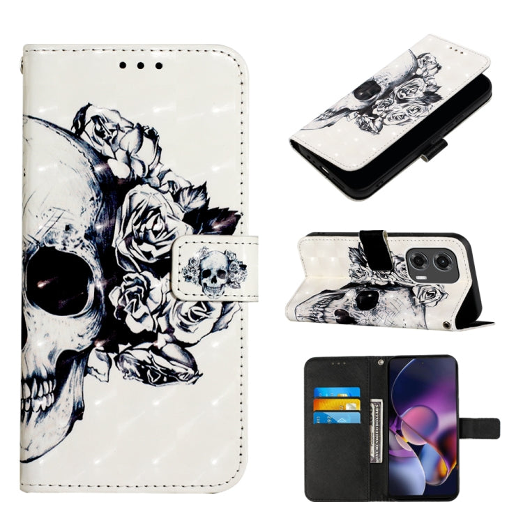 For Motorola Moto G Stylus 5G 2024 3D Painting Horizontal Flip Leather Phone Case(Skull) - Motorola Cases by PMC Jewellery | Online Shopping South Africa | PMC Jewellery | Buy Now Pay Later Mobicred