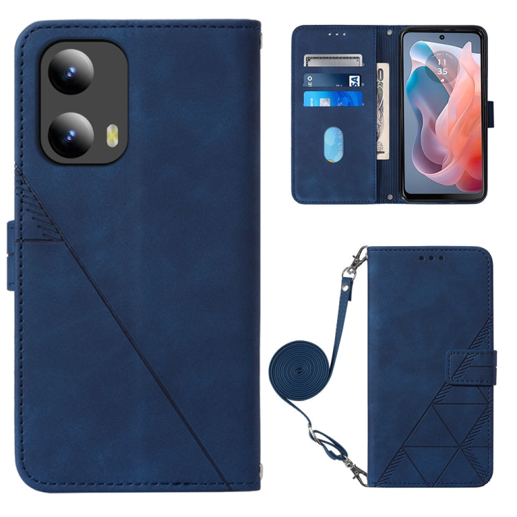 For Motorola Moto G Play 5G 2024 Crossbody 3D Embossed Flip Leather Phone Case(Blue) - Motorola Cases by PMC Jewellery | Online Shopping South Africa | PMC Jewellery | Buy Now Pay Later Mobicred