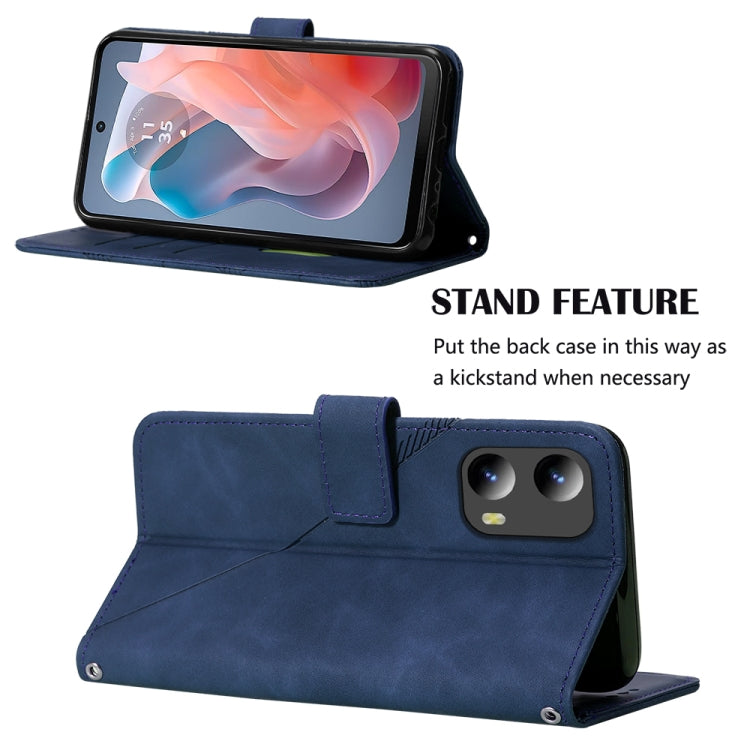 For Motorola Moto G Play 5G 2024 Crossbody 3D Embossed Flip Leather Phone Case(Blue) - Motorola Cases by PMC Jewellery | Online Shopping South Africa | PMC Jewellery | Buy Now Pay Later Mobicred