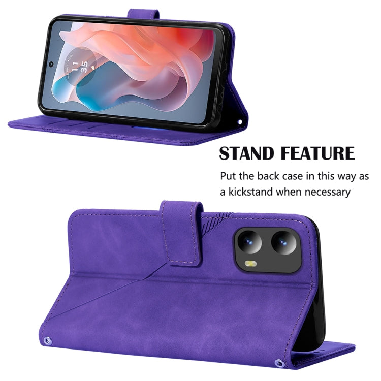 For Motorola Moto G Play 5G 2024 Crossbody 3D Embossed Flip Leather Phone Case(Purple) - Motorola Cases by PMC Jewellery | Online Shopping South Africa | PMC Jewellery | Buy Now Pay Later Mobicred
