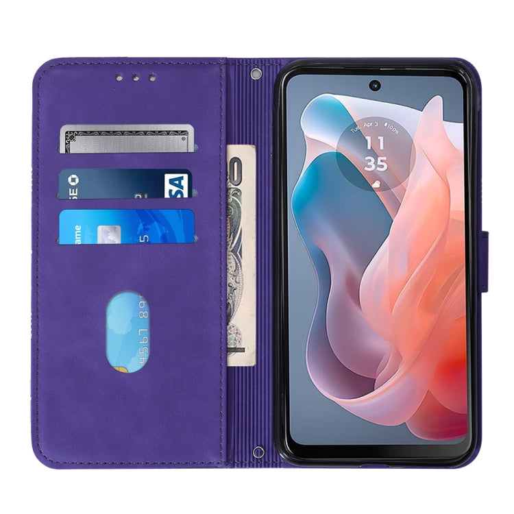 For Motorola Moto G Play 5G 2024 Crossbody 3D Embossed Flip Leather Phone Case(Purple) - Motorola Cases by PMC Jewellery | Online Shopping South Africa | PMC Jewellery | Buy Now Pay Later Mobicred