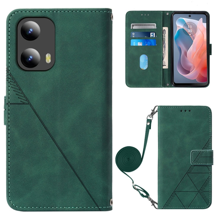 For Motorola Moto G Play 5G 2024 Crossbody 3D Embossed Flip Leather Phone Case(Dark Green) - Motorola Cases by PMC Jewellery | Online Shopping South Africa | PMC Jewellery | Buy Now Pay Later Mobicred