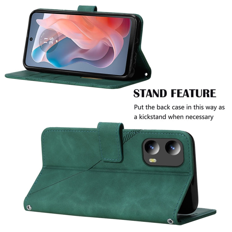 For Motorola Moto G Play 5G 2024 Crossbody 3D Embossed Flip Leather Phone Case(Dark Green) - Motorola Cases by PMC Jewellery | Online Shopping South Africa | PMC Jewellery | Buy Now Pay Later Mobicred
