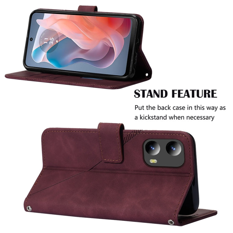 For Motorola Moto G Play 5G 2024 Crossbody 3D Embossed Flip Leather Phone Case(Wine Red) - Motorola Cases by PMC Jewellery | Online Shopping South Africa | PMC Jewellery | Buy Now Pay Later Mobicred