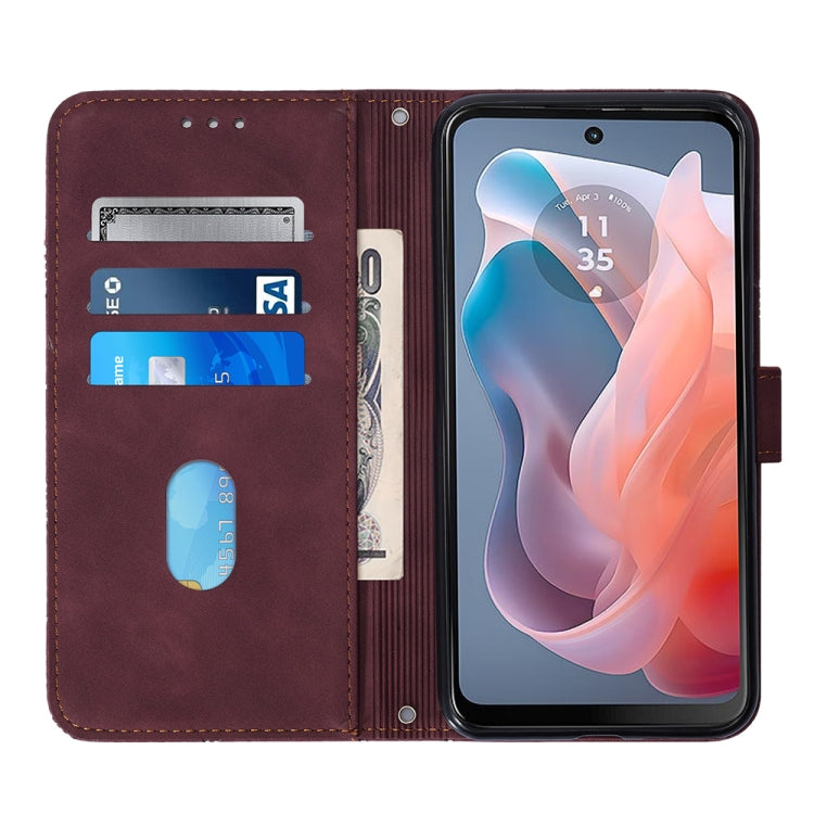 For Motorola Moto G Play 5G 2024 Crossbody 3D Embossed Flip Leather Phone Case(Wine Red) - Motorola Cases by PMC Jewellery | Online Shopping South Africa | PMC Jewellery | Buy Now Pay Later Mobicred