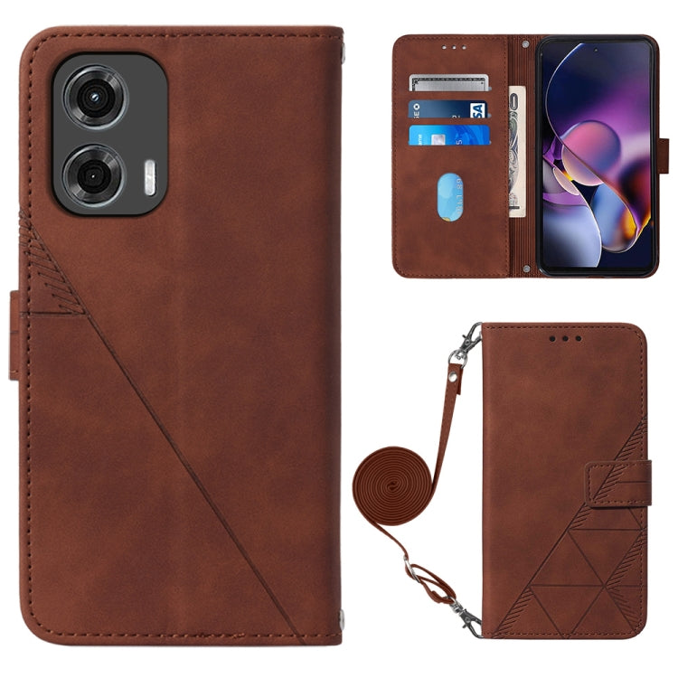 For Motorola Moto G Stylus 5G 2024 Crossbody 3D Embossed Flip Leather Phone Case(Brown) - Motorola Cases by PMC Jewellery | Online Shopping South Africa | PMC Jewellery | Buy Now Pay Later Mobicred