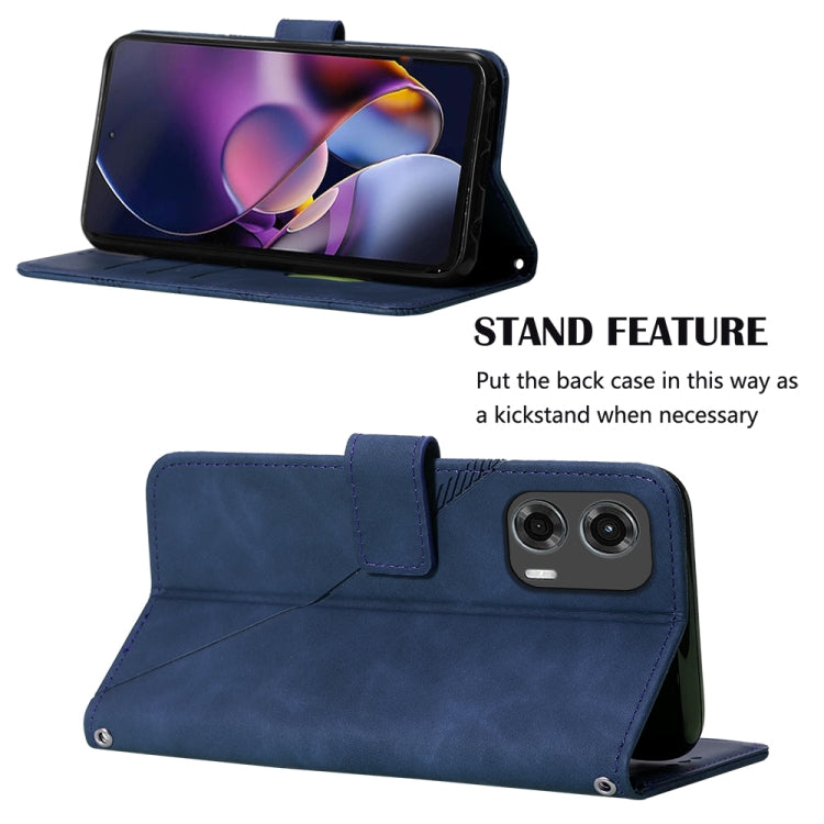 For Motorola Moto G Stylus 5G 2024 Crossbody 3D Embossed Flip Leather Phone Case(Blue) - Motorola Cases by PMC Jewellery | Online Shopping South Africa | PMC Jewellery | Buy Now Pay Later Mobicred